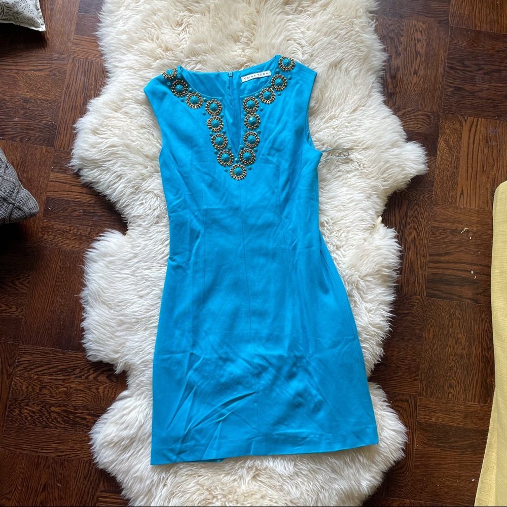 Trina Turk Cerulean knit Dress Embellished